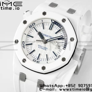 AP Royal Oak Offshore Diver 15707 White Ceramic APSF 1:1 Best Edition SA3120 Super Clone - Super Clone Watch | 1:1 Best Version