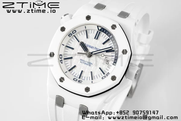AP Royal Oak Offshore Diver 15707 White Ceramic APSF 1:1 Best Edition SA3120 Super Clone - Super Clone Watch | 1:1 Best Version