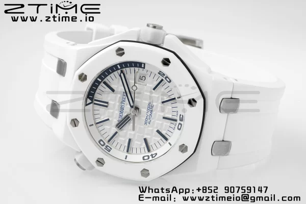 AP Royal Oak Offshore Diver 15707 White Ceramic APSF 1:1 Best Edition SA3120 Super Clone - Super Clone Watch | 1:1 Best Version