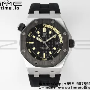 AP Royal Oak Offshore Diver 15720 SS APSF 1:1 Best Edition Black Dial Ceramic Bezel on Black Rubber Strap A4308 Super Clone - Super Clone Watch | 1:1 Best Version