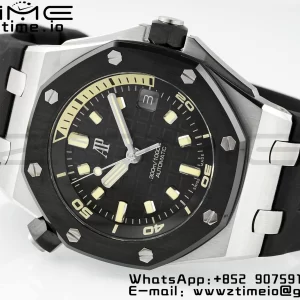AP Royal Oak Offshore Diver 15720 SS APSF 1:1 Best Edition Black Dial Ceramic Bezel on Black Rubber Strap A4308 Super Clone - Super Clone Watch | 1:1 Best Version
