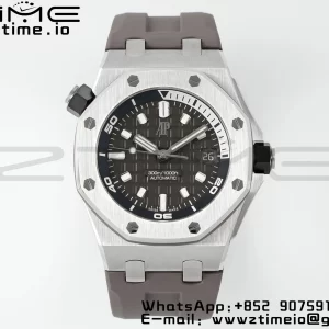 AP Royal Oak Offshore Diver 15720 SS APSF 1:1 Best Edition Gray Dial on Gray Rubber Strap A4308 Super Clone - Super Clone Watch | 1:1 Best Version