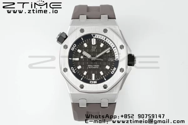 AP Royal Oak Offshore Diver 15720 SS APSF 1:1 Best Edition Cadran gri pe curea de cauciuc gri A4308 Super Clone - Super Clone Watch | 1:1 Best Version