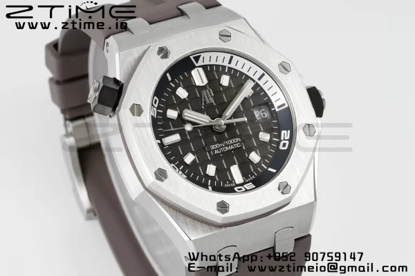 AP Royal Oak Offshore Diver 15720 SS APSF 1:1 Best Edition Cadran gri pe curea de cauciuc gri A4308 Super Clone - Super Clone Watch | 1:1 Best Version