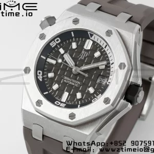 AP Royal Oak Offshore Diver 15720 SS APSF 1:1 Best Edition Cadran gri pe curea de cauciuc gri A4308 Super Clone - Super Clone Watch | 1:1 Best Version