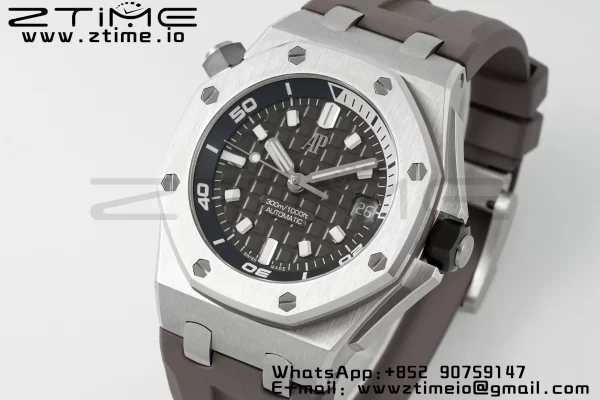 AP Royal Oak Offshore Diver 15720 SS APSF 1:1 Best Edition Cadran gri pe curea de cauciuc gri A4308 Super Clone - Super Clone Watch | 1:1 Best Version