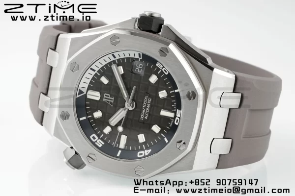 AP Royal Oak Offshore Diver 15720 SS APSF 1:1 Best Edition Cadran gri pe curea de cauciuc gri A4308 Super Clone - Super Clone Watch | 1:1 Best Version