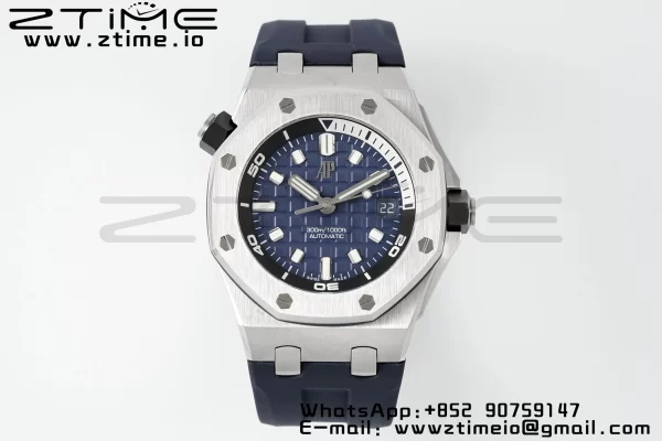 AP Royal Oak Offshore Diver 15720 SS APSF 1:1 Best Edition Blue Dial on Blue Rubber Strap A4308 Super Clone - Super Clone Watch | 1:1 Best Version