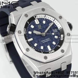 AP Royal Oak Offshore Diver 15720 SS APSF 1:1 Best Edition Blue Dial on Blue Rubber Strap A4308 Super Clone - Super Clone Watch | 1:1 Best Version