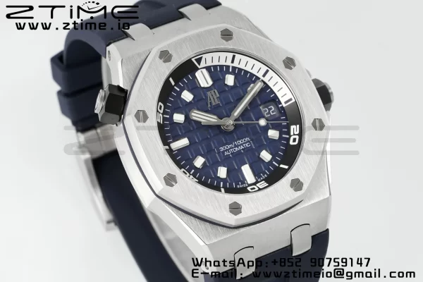 AP Royal Oak Offshore Diver 15720 SS APSF 1:1 Best Edition Blue Dial on Blue Rubber Strap A4308 Super Clone - Super Clone Watch | 1:1 Best Version