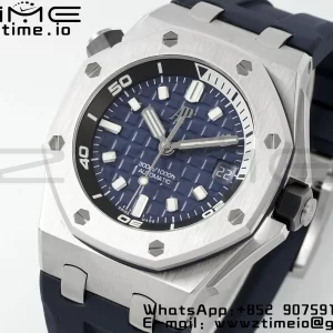 AP Royal Oak Offshore Diver 15720 SS APSF 1:1 Best Edition Blue Dial on Blue Rubber Strap A4308 Super Clone - Super Clone Watch | 1:1 Best Version