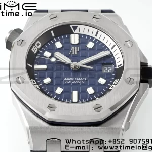 AP Royal Oak Offshore Diver 15720 SS APSF 1:1 Best Edition Blue Dial on Blue Rubber Strap A4308 Super Clone - Super Clone Watch | 1:1 Best Version