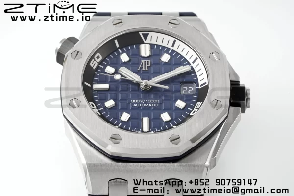 AP Royal Oak Offshore Diver 15720 SS APSF 1:1 Best Edition Blue Dial on Blue Rubber Strap A4308 Super Clone - Super Clone Watch | 1:1 Best Version
