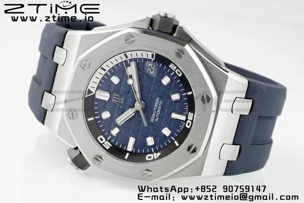 AP Royal Oak Offshore Diver 15720 SS APSF 1:1 Best Edition Blue Dial on Blue Rubber Strap A4308 Super Clone - Super Clone Watch | 1:1 Best Version