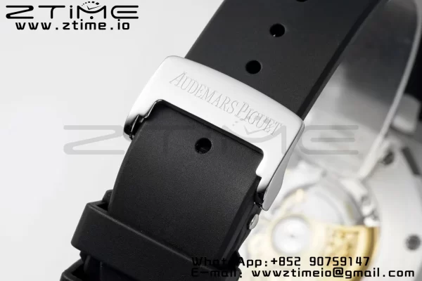 AP Royal Oak 41mm 15400 SS APSF 1:1 Best Edition White Textured Dial on Black Rubber Strap SA3120 Super Clone V3 - Super Clone Watch | 1:1 Best Version