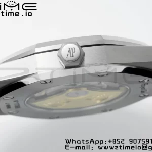 AP Royal Oak 41mm 15400 SS APSF 1:1 Best Edition White Textured Dial on Black Rubber Strap SA3120 Super Clone V3 - Super Clone Watch | 1:1 Best Version