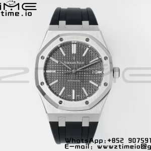 AP Royal Oak 41mm 15400 SS APSF 1:1 Best Edition Gray Textured Dial on Black Rubber Strap SA3120 Super Clone V3 - Super Clone Watch | 1:1 Best Version