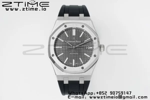 AP Royal Oak 41mm 15400 SS APSF 1:1 Best Edition Cadran gris texturé sur bracelet caoutchouc noir SA3120 Super Clone V3 - Super Clone Watch | 1:1 Best Version