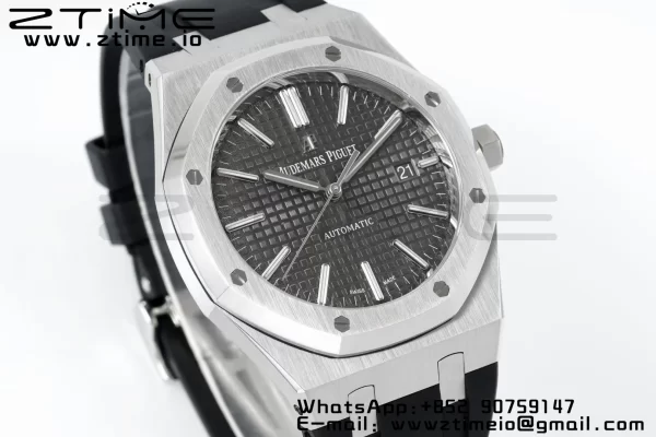 AP Royal Oak 41mm 15400 SS APSF 1:1 Best Edition Cadran gris texturé sur bracelet caoutchouc noir SA3120 Super Clone V3 - Super Clone Watch | 1:1 Best Version