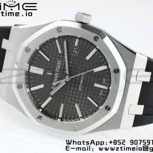 AP Royal Oak 41mm 15400 SS APSF 1:1 Best Edition Cadran gris texturé sur bracelet caoutchouc noir SA3120 Super Clone V3 - Super Clone Watch | 1:1 Best Version