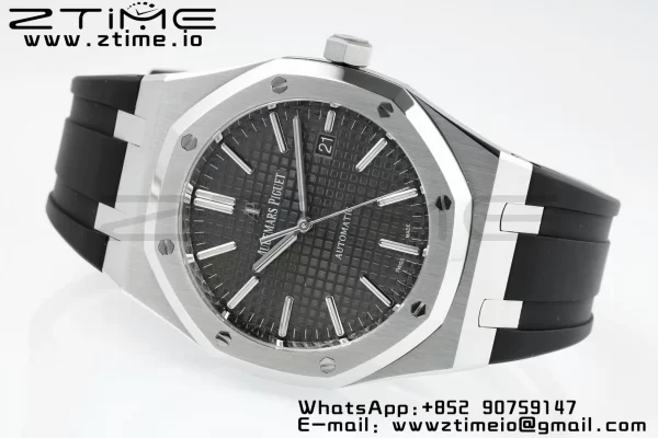 AP Royal Oak 41mm 15400 SS APSF 1:1 Best Edition Cadran gris texturé sur bracelet caoutchouc noir SA3120 Super Clone V3 - Super Clone Watch | 1:1 Best Version