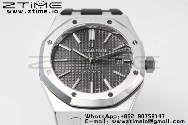 AP Royal Oak 41mm 15400 SS APSF 1:1 Best Edition Cadran gris texturé sur bracelet caoutchouc noir SA3120 Super Clone V3 - Super Clone Watch | 1:1 Best Version