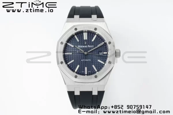 AP Royal Oak 41mm 15400 SS APSF 1:1 Best Edition Κυανό καντράν με υφή σε μαύρο λουράκι από καουτσούκ SA3120 Super Clone V3 - Super Clone Watch | 1:1 Best Version