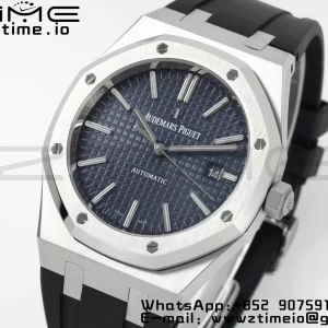 AP Royal Oak 41mm 15400 SS APSF 1:1 Best Edition Κυανό καντράν με υφή σε μαύρο λουράκι από καουτσούκ SA3120 Super Clone V3 - Super Clone Watch | 1:1 Best Version