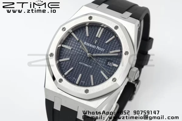 AP Royal Oak 41mm 15400 SS APSF 1:1 Best Edition Κυανό καντράν με υφή σε μαύρο λουράκι από καουτσούκ SA3120 Super Clone V3 - Super Clone Watch | 1:1 Best Version