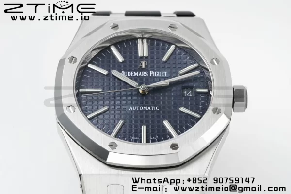 AP Royal Oak 41mm 15400 SS APSF 1:1 Best Edition Κυανό καντράν με υφή σε μαύρο λουράκι από καουτσούκ SA3120 Super Clone V3 - Super Clone Watch | 1:1 Best Version
