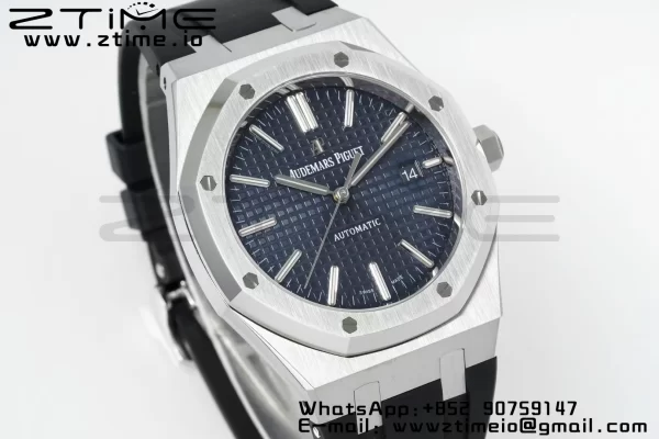 AP Royal Oak 41mm 15400 SS APSF 1:1 Best Edition Κυανό καντράν με υφή σε μαύρο λουράκι από καουτσούκ SA3120 Super Clone V3 - Super Clone Watch | 1:1 Best Version
