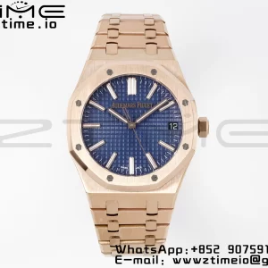 AP Royal Oak 41mm 15510 "50th Anniversary" RG APSF 1:1 Best Edition Blue Dial on RG Bracelet SA4302 Super Clone V2 - Super Clone Watch | 1:1 Best Version