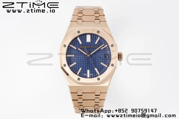 AP Royal Oak 41mm 15510 "50th Anniversary" RG APSF 1:1 Best Edition Blue Dial on RG Bracelet SA4302 Super Clone V2 - Super Clone Watch | 1:1 Best Version