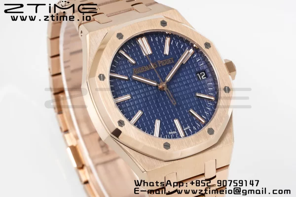 AP Royal Oak 41mm 15510 "50th Anniversary" RG APSF 1:1 Best Edition Blue Dial on RG Bracelet SA4302 Super Clone V2 - Super Clone Watch | 1:1 Best Version