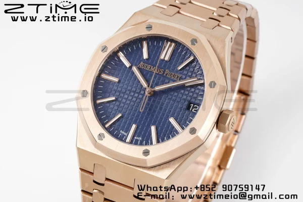 AP Royal Oak 41mm 15510 "50th Anniversary" RG APSF 1:1 Best Edition Blue Dial on RG Bracelet SA4302 Super Clone V2 - Super Clone Watch | 1:1 Best Version