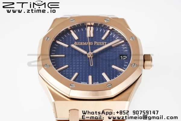 AP Royal Oak 41mm 15510 "50th Anniversary" RG APSF 1:1 Best Edition Blue Dial on RG Bracelet SA4302 Super Clone V2 - Super Clone Watch | 1:1 Best Version