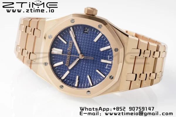 AP Royal Oak 41mm 15510 "50th Anniversary" RG APSF 1:1 Best Edition Blue Dial on RG Bracelet SA4302 Super Clone V2 - Super Clone Watch | 1:1 Best Version