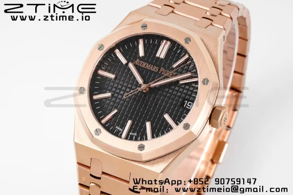 AP Royal Oak 41mm 15510 "50th Anniversary" RG APSF 1:1 Best Edition Black Dial on RG Bracelet SA4302 Super Clone V2 - Super Clone Watch | 1:1 Best Version