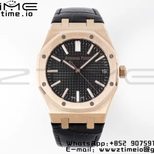 AP Royal Oak 41mm 15510 "50th Anniversary" RG APSF 1:1 Best Edition Black Dial on Black Leather Strap SA4302 Super Clone V2 - Super Clone Watch | 1:1 Best Version