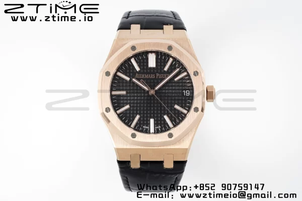 AP Royal Oak 41mm 15510 "50th Anniversary" RG APSF 1:1 Best Edition Black Dial on Black Leather Strap SA4302 Super Clone V2 - Super Clone Watch | 1:1 Best Version