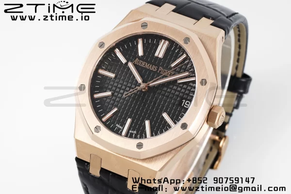 AP Royal Oak 41mm 15510 "50th Anniversary" RG APSF 1:1 Best Edition Black Dial on Black Leather Strap SA4302 Super Clone V2 - Super Clone Watch | 1:1 Best Version