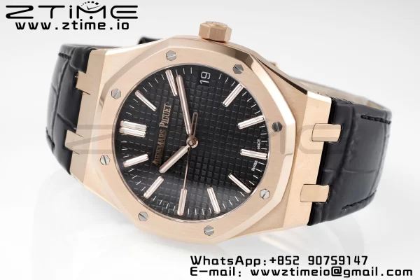 AP Royal Oak 41mm 15510 "50th Anniversary" RG APSF 1:1 Best Edition Black Dial on Black Leather Strap SA4302 Super Clone V2 - Super Clone Watch | 1:1 Best Version