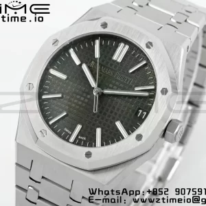 AP Royal Oak 41mm 15500 SS APSF 1:1 Best Edition Green Textured Dial on SS Bracelet SA4302 Super Clone V3 - Super Clone Watch | 1:1 Best Version