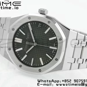 AP Royal Oak 41mm 15500 SS APSF 1:1 Best Edition Green Textured Dial on SS Bracelet SA4302 Super Clone V3 - Super Clone Watch | 1:1 Best Version