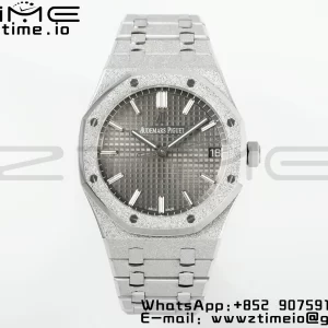 AP Royal Oak 41mm 15500 Frosted SS APSF 1:1 Best Edition Gray Textured Dial on SS Bracelet SA4302 Super Clone V3 - Super Clone Watch | 1:1 Best Version