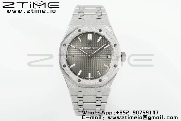 AP Royal Oak 41mm 15500 Frosted SS APSF 1:1 Best Edition Harmaa kuvioitu Dial SS rannekorun SA4302 Super Clone V3 - Super Clone Watch | 1:1 Paras versio