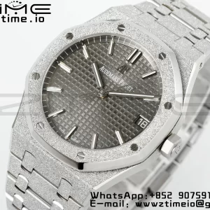 AP Royal Oak 41mm 15500 Frosted SS APSF 1:1 Best Edition Harmaa kuvioitu Dial SS rannekorun SA4302 Super Clone V3 - Super Clone Watch | 1:1 Paras versio