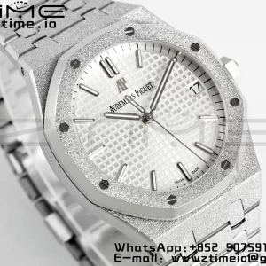 AP Royal Oak 41mm 15500 Frosted SS APSF 1:1 Best Edition Cadran blanc texturé sur bracelet SS SA4302 Super Clone V3 - Super Clone Watch | 1:1 Best Version