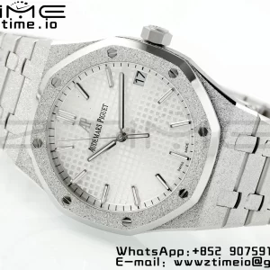 AP Royal Oak 41mm 15500 Frosted SS APSF 1:1 Best Edition Cadran blanc texturé sur bracelet SS SA4302 Super Clone V3 - Super Clone Watch | 1:1 Best Version