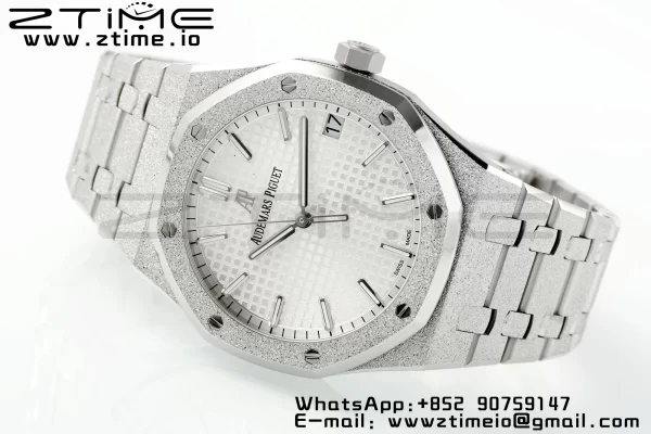 AP Royal Oak 41mm 15500 Frosted SS APSF 1:1 Best Edition Cadran blanc texturé sur bracelet SS SA4302 Super Clone V3 - Super Clone Watch | 1:1 Best Version